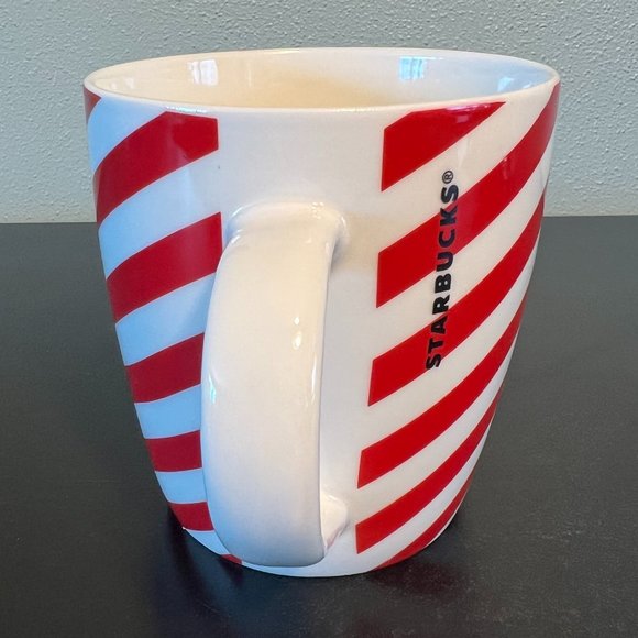 STARBUCKS Peppermint Red & White Striped Logo Coffee Mug - Picture 5 of 9